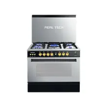 Real Tech Rock Black Steel Gas Cooker Full Safety Digital Timer Golden Key