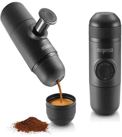 Mamino Portable Mini Hand Press Espresso Coffee Maker Travel Coffee Maker Black Metal Mixed Material