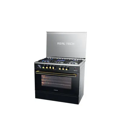 Real Tech Pro Black Sensor 5 Burner Cooker Touch Screen, Cast, Full Safety, Oven Temperature Reader Sensor, Oven and Grill Work Together, 2 image