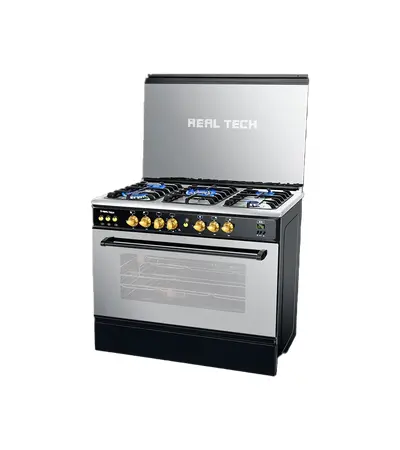 بوتاجاز ريال تك ٥ شعلة روك أسود ستيل , امان كامل , شعلات غرف أيطالي , ديجيتال , تايمر ,مفتاح دهبي ,حامل زهر تقيل, 2 image