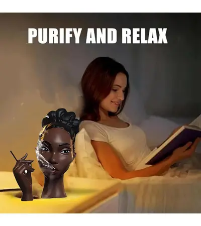 مبخرة برأس امرأة سوداء ،تمثال تدفق الهواء الزخرفي