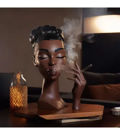 مبخرة برأس امرأة سوداء ،تمثال تدفق الهواء الزخرفي