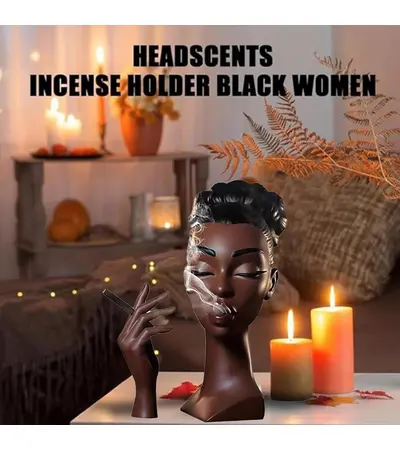 مبخرة برأس امرأة سوداء ،تمثال تدفق الهواء الزخرفي