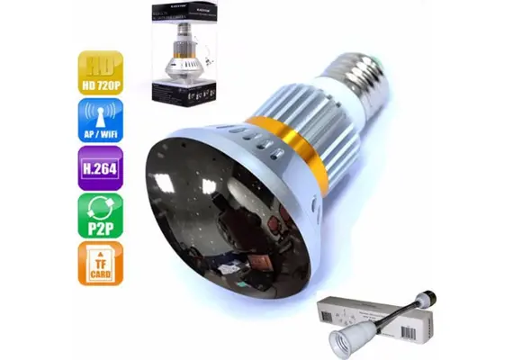 A surveillance camera in the form of a bulb