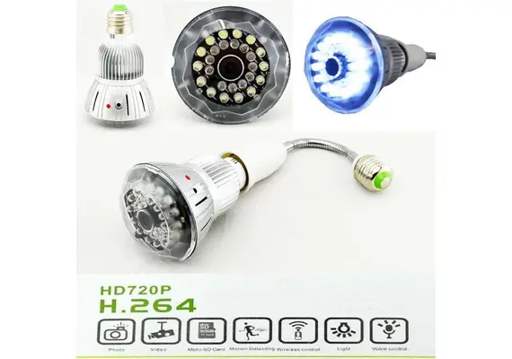 A surveillance camera in the form of a bulb