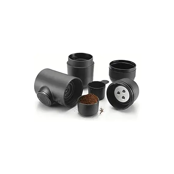 Mamino Portable Mini Hand Press Espresso Coffee Maker Travel Coffee Maker Black Metal Mixed Material, 4 image