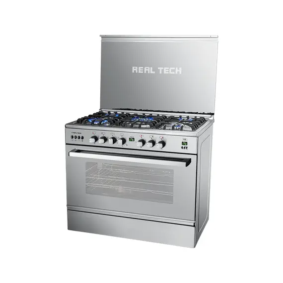 Real Tech Lion Digital Cooker, 5 Burners, Timer, Cast, Full Safety, Imported Italian Sabaf Room Burners, Wide Oven, Motor and Grill Skewers, 2 image