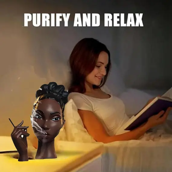 مبخرة برأس امرأة سوداء ،تمثال تدفق الهواء الزخرفي