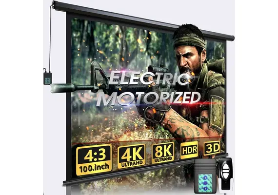 Projector screen with electric remote 3 meters