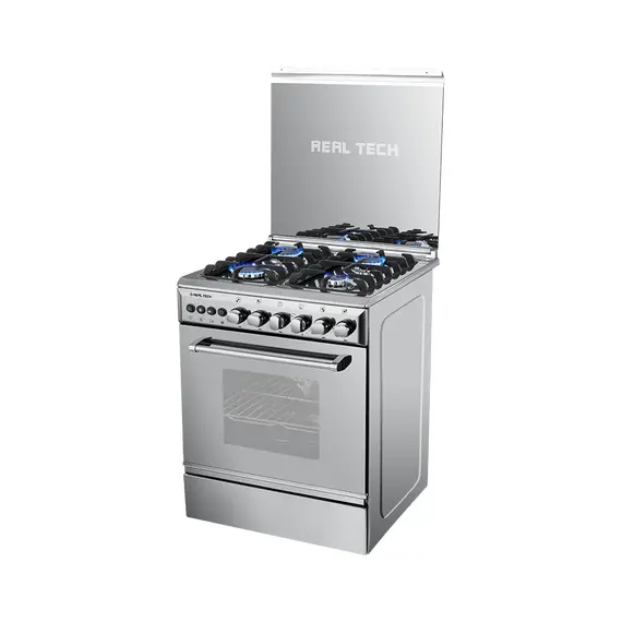 Rock cooker, 4-burner stainless steel cooker with self-ignition fan, size 60 x 60, cast rooms