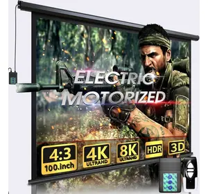 Projector screen with electric remote 3 meters