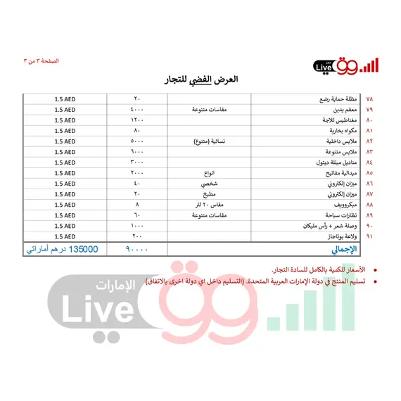 عروض الامارات من السوق لايف العرض الفضي للتجار 100 الف قطعة متنوع